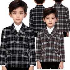 Kids Boys Blazer Birthday Jackets Double-breasted Outerwear Wedding Casual Suit