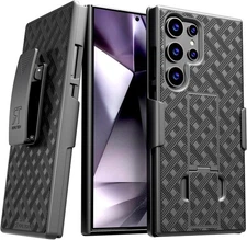 for Samsung Galaxy S24 Ultra Case with Belt Clip Holster, Kickstand Black 