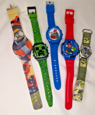 Collectible WATCHES Swatch Style Plants Vs Zombies Mario Bros Nintendo TMNT Mine