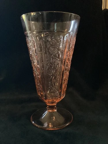 Vintage - Federal Glass - "Sharon" pink - footed tumbler - 6-1/4"ht.