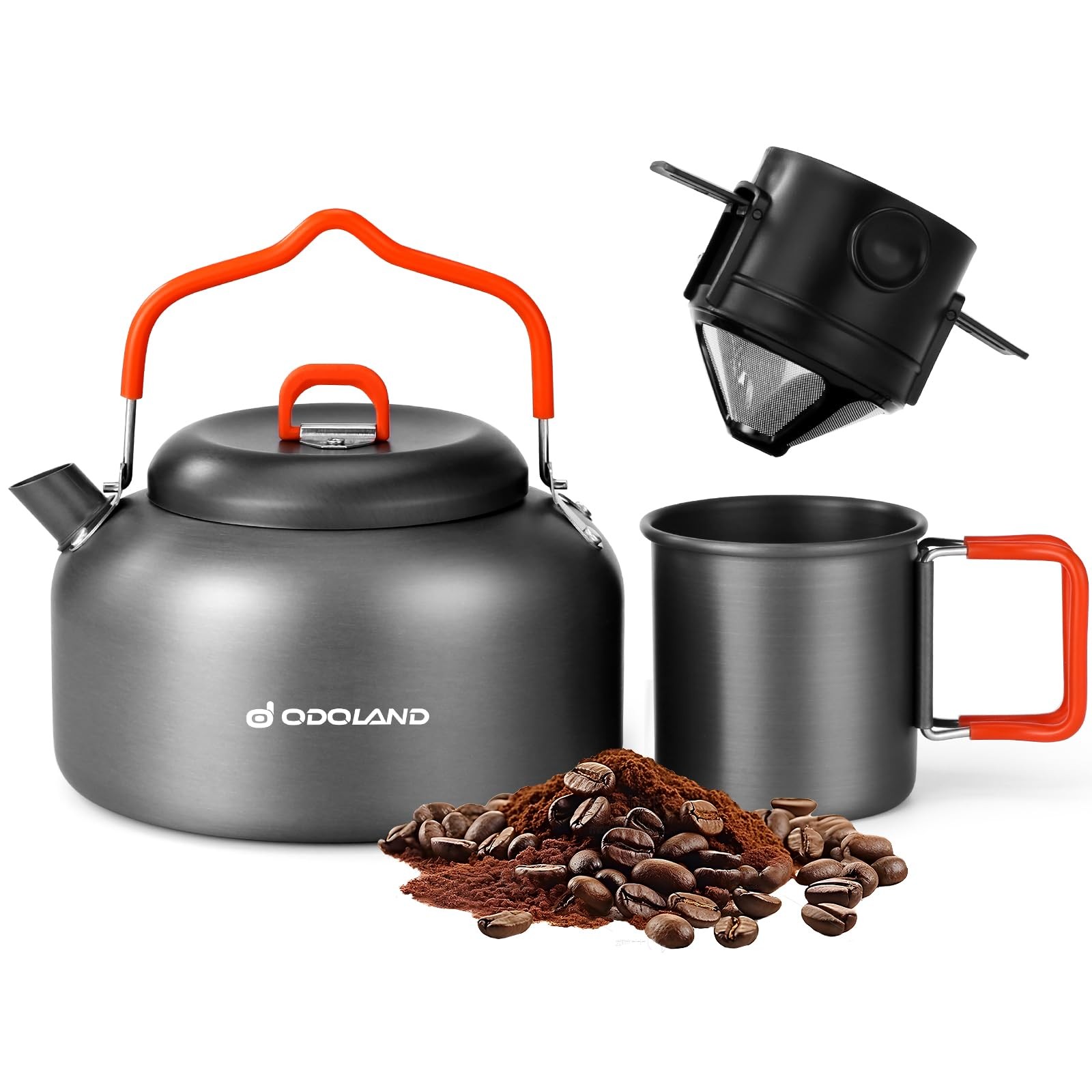 Odoland Camping Coffee Pot Camping Coffee Makers, 1.2L Camping Kettle with Ca...