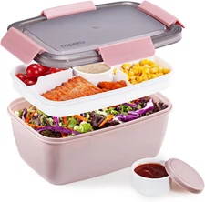 Caperci Large Salad Lunch Container - Adult Bento Lunch Box with 68 Oz Salad Bow