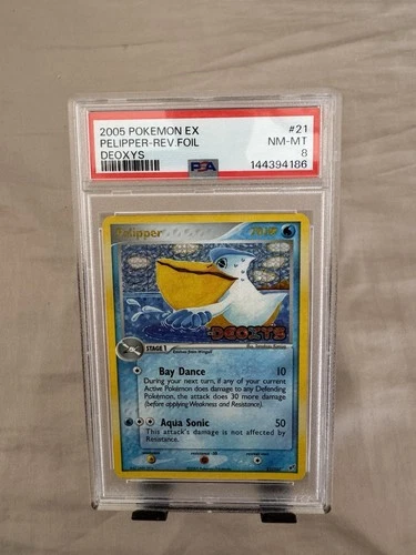2005 POKEMON EX DEOXYS #21 PELIPPER-REVERSE FOIL PSA 8