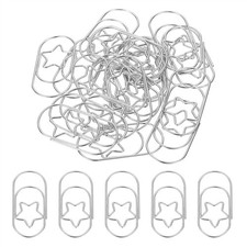 2x1 Inch Large Paper Clip, 20 Pcs Metal Star Paper Clip Cute Bulk, Silver Tone