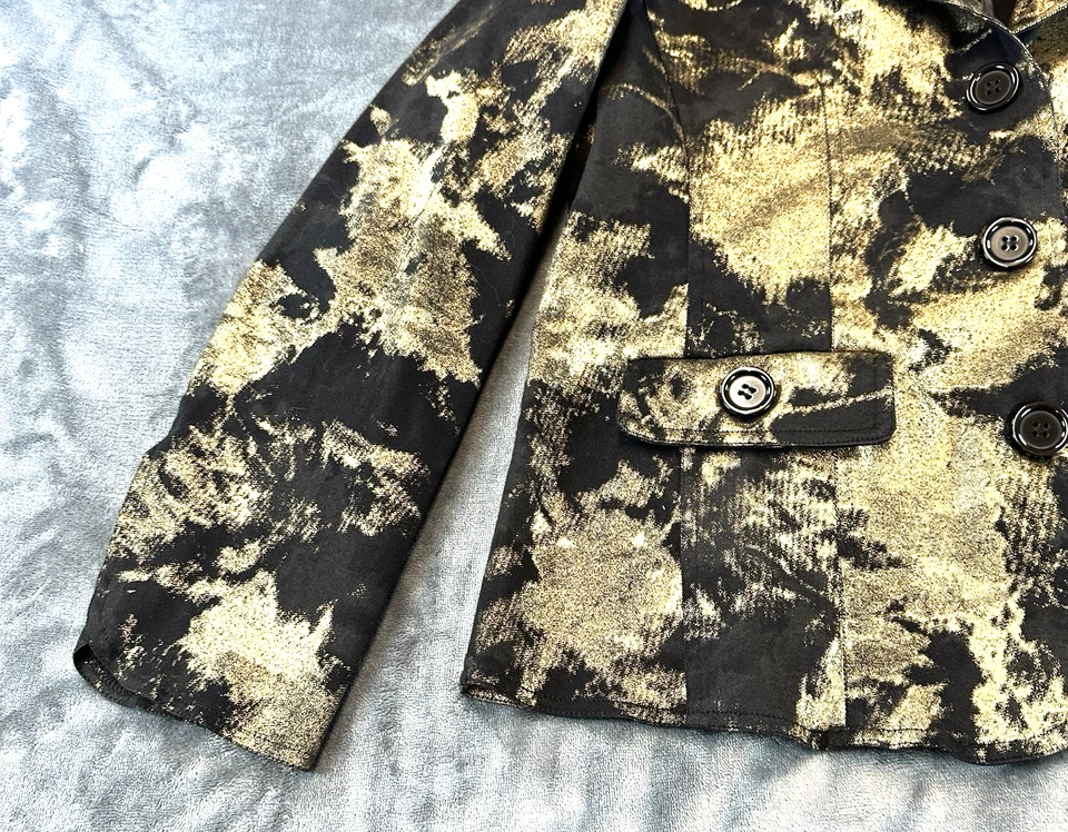 Vintage Berek Jacket Women's Large Black and Gold Button Front Metallic Blazer - Image 2 of 4