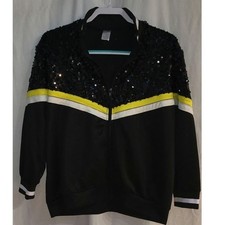 Weissman Black Sequin Stage Dance Jacket Zip-Up Long Sleeve Size LA Adult Large