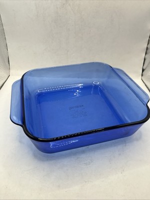 pyrex Cobalt Blue Rectangular Baking Pan Dish 2qt 2L 8x8  222-R