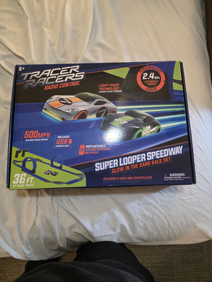 Trak Racer Radio Control Super Loop Speedway Glow in the Dark Race Set 36 Ft Tra