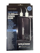 10,000 mAh Universal Power Bank, dual Output 5V/1A  5V/2.1A, black/silver,