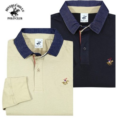Herren Langarm Poloshirt Winter 100% Jersey warm Baumwolle POLO CLUB BEVERLY HILLS
