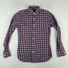 Bonobos Dress Shirt Mens Small Maroon Purple Check Plaid Tailored Fit Button Up