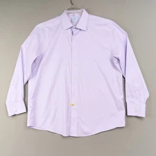 Brooks Brothers Dress Shirt 17-35 Purple Non-Iron Stretch Supima Spread Collar