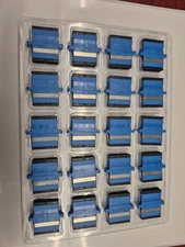 Fiber Optic Duplex SC to SC Adapters, Zirconia Sleeves, Singlemode, Blue, 20 Pcs