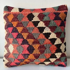 2026 New Stock Luxury Wool Turkish Moroccan Colourful Pure Kilim Cushion Cover