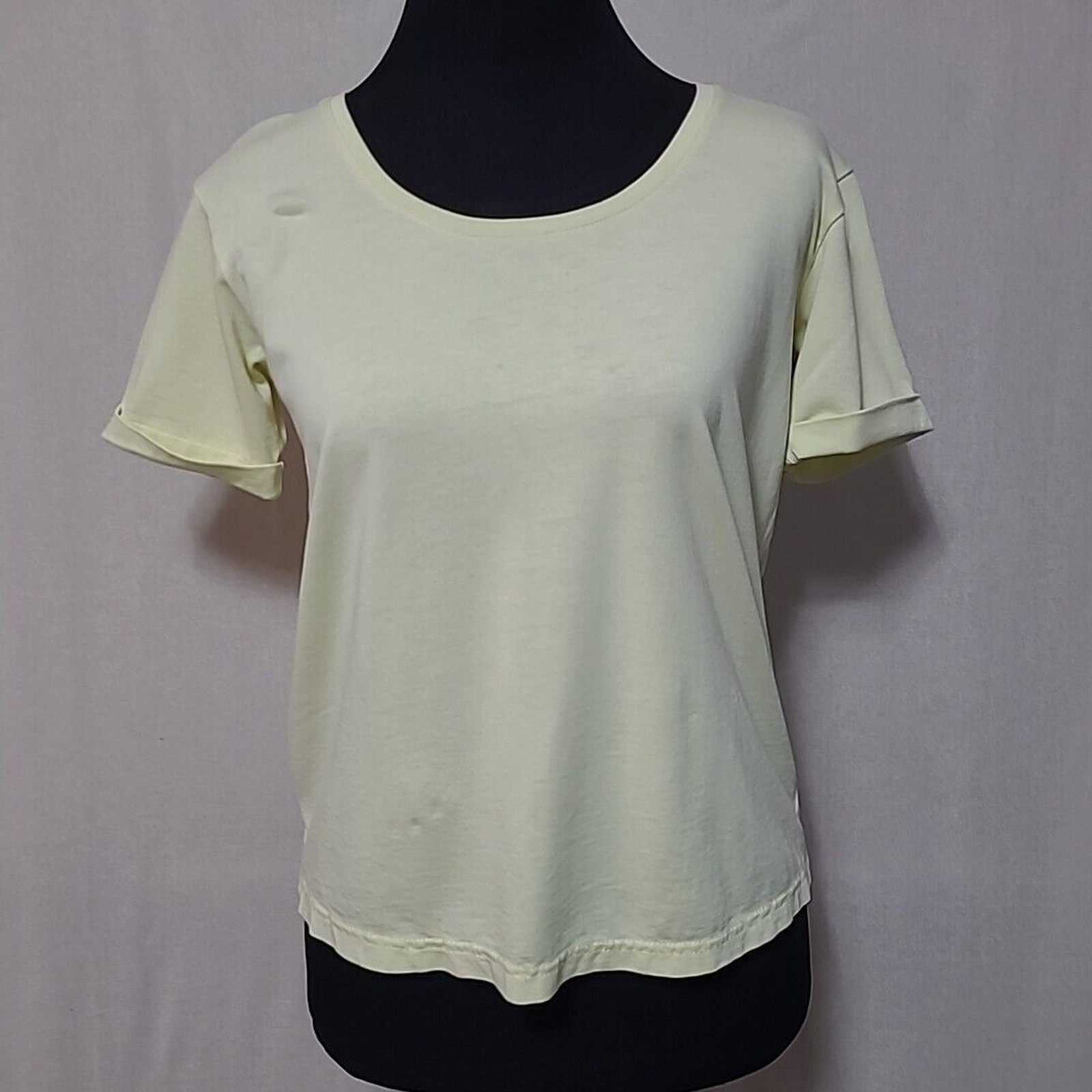 PURE J JILL XS Yellow Cotton Modal Elbow Sleeve Tee T Shirt Top