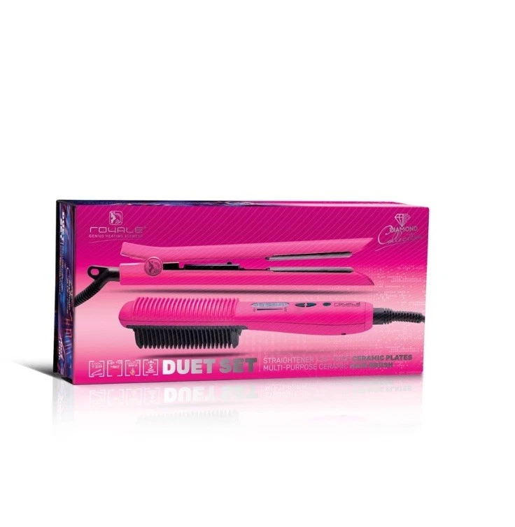 Duet Set - Platinum Heating Brush + Platinum Flat Iron - Hot Pink - Image 4 of 4