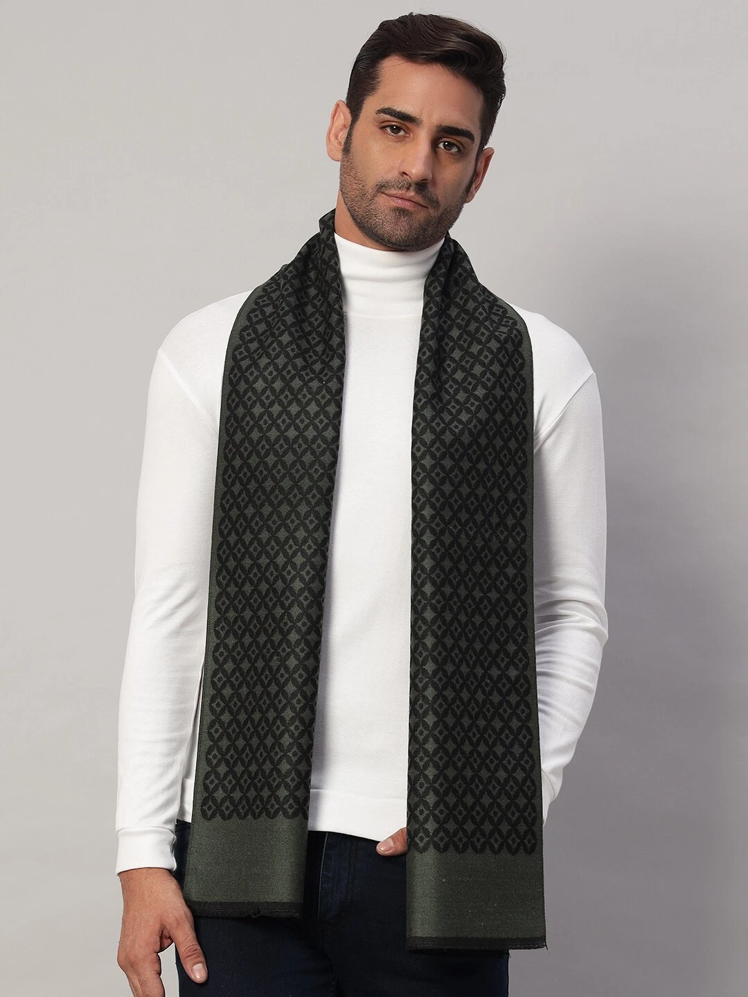 Men Winter Cashmere Wool Wrap Checked scarf Indian Made Scarves Wrap Green scarf