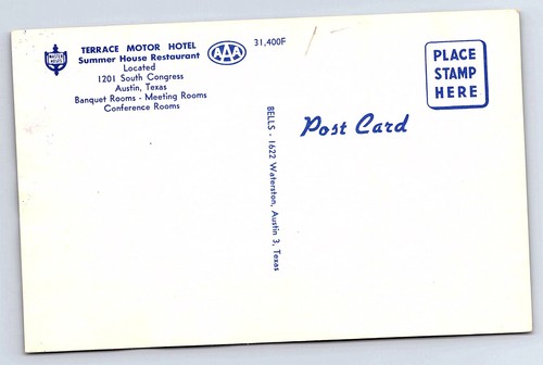 Austin Texas Terrace Motor Hotel Postcard B769 - Picture 2 of 2