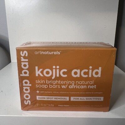 Artnaturals Kojic Acid Soap Bar Skin Brightening Natural Bars W/ African Net