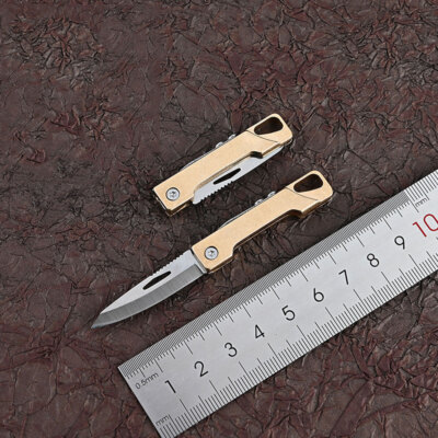 Mini Brass Folding Knife Unboxing Fruit Knife Cay Key Chain - Main Image