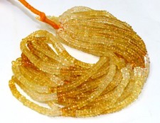 Natural Yellow Citrine Smooth Rondelle Heishi 4-5mm Gemstone beads 16 Inch