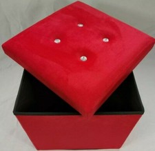 Foot Stool Ottoman Storage Box Velvet Folding Seat Pouffe