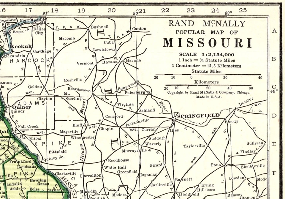 1943 Винтажная карта штата Миссури антикварная карта галереи Миссури настенный декор 2043 - Изображение 4 из 4