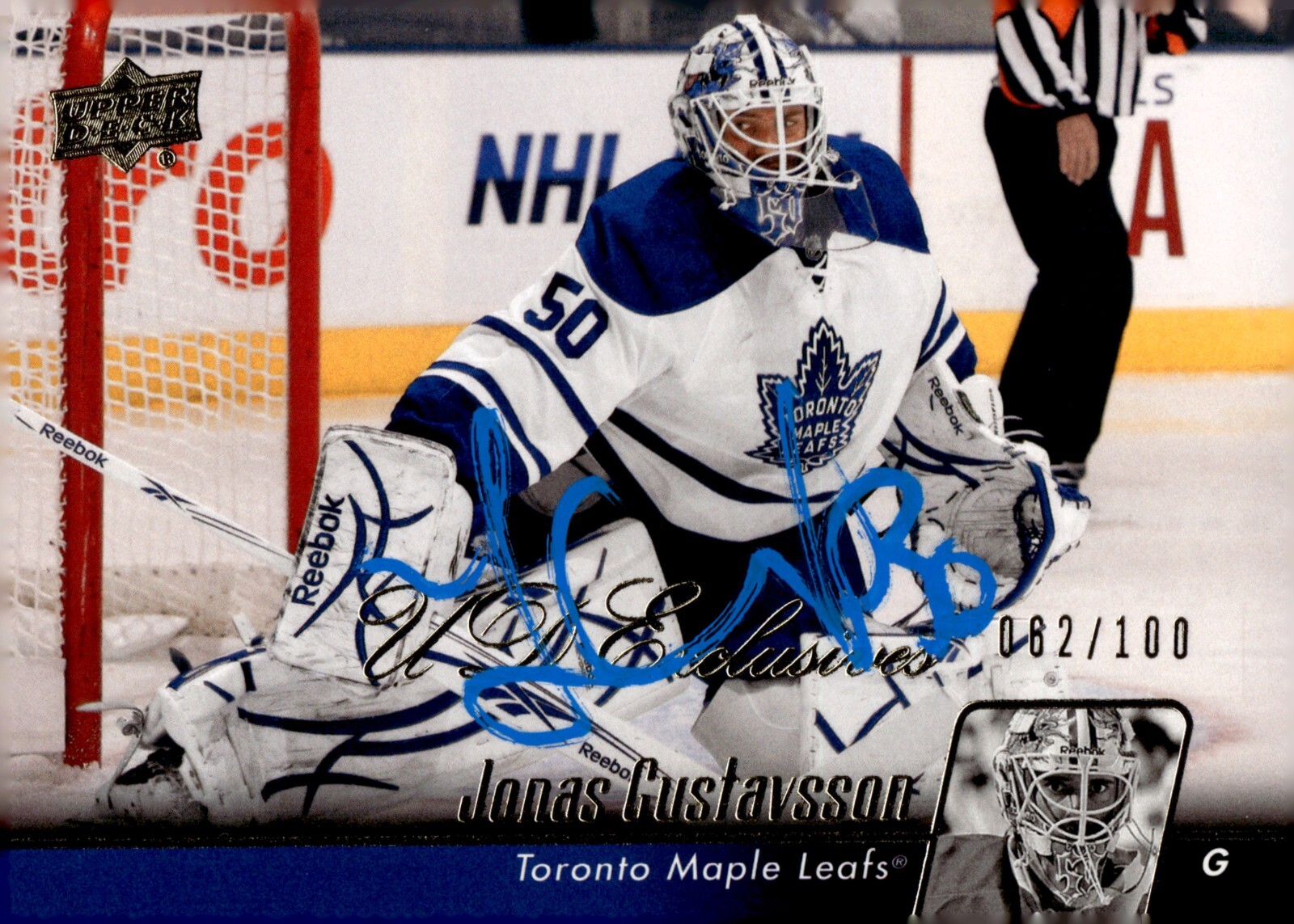 Jonas Gustavsson - Signed 2010-11 Upper Deck Series 2 Exclusives /100 Card #433
