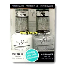 Cre8tion Gel Nail Polish Soak Off 0.5fl.oz Gel Duo 170- Sparkles
