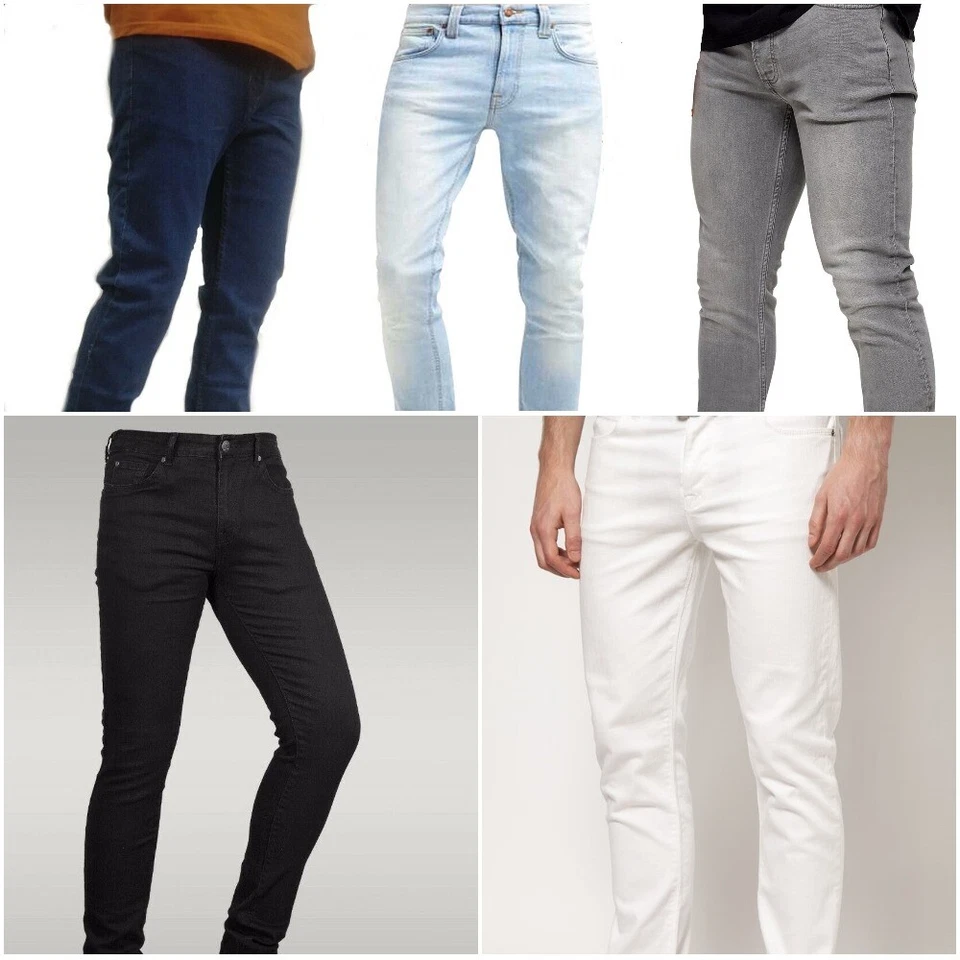 Mens Skinny Jeans Slim Fit Denim Super Stretch Regular Short Long All sizes
