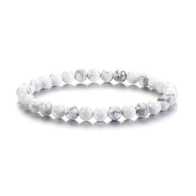 Natural Howlite Stone Bracelet 4mm White Gemstone Healing Crystal Bracelet Gift