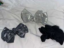 Vintage Boho 80 s 90 s Big Hair Bow Barrette Clip Chiffon Oversized Lot Of 3