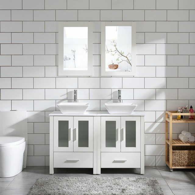 Transitional 72 Double Sink Bathroom Vanity White For Sale Online Ebay