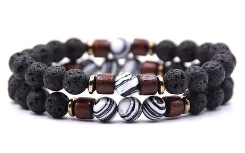 Mabor Lot De 2 Bracelets à Cordes Noires Et Blanches