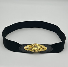 Vintage Waist Belt Womans Medium Large Gold Statement Cinch Baroque Ornate