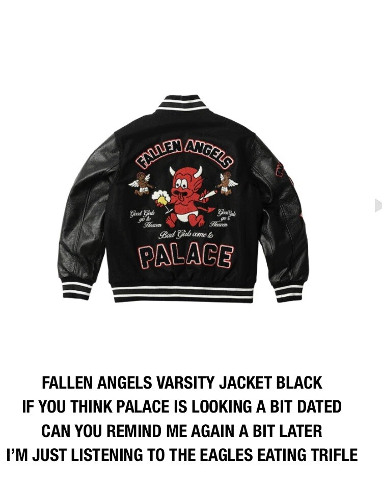 PALACE SKATEBOARDS FALLEN ANGELS VARSITY JACKET BLACK SMALL SS23