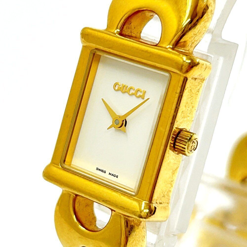 GUCCI Watch 1800L 16mm Change Belt Women's White / Gold Used GUCCI Watch 1800L 16mm Change Belt Women's White / Gold Used