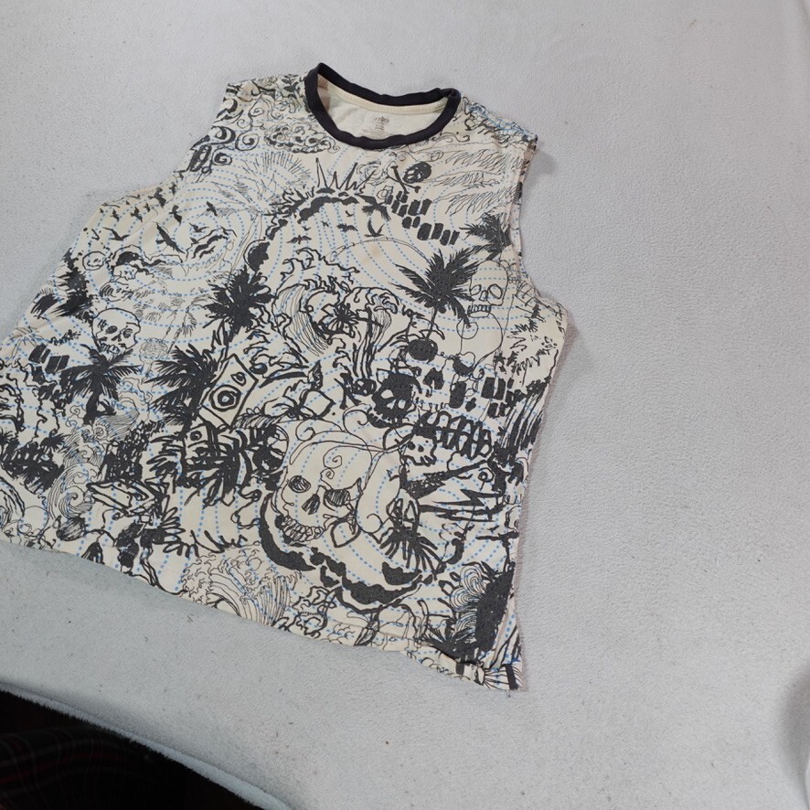 Y2K Tank Top Shirt Mens Extra Large Sleeveless White Skull