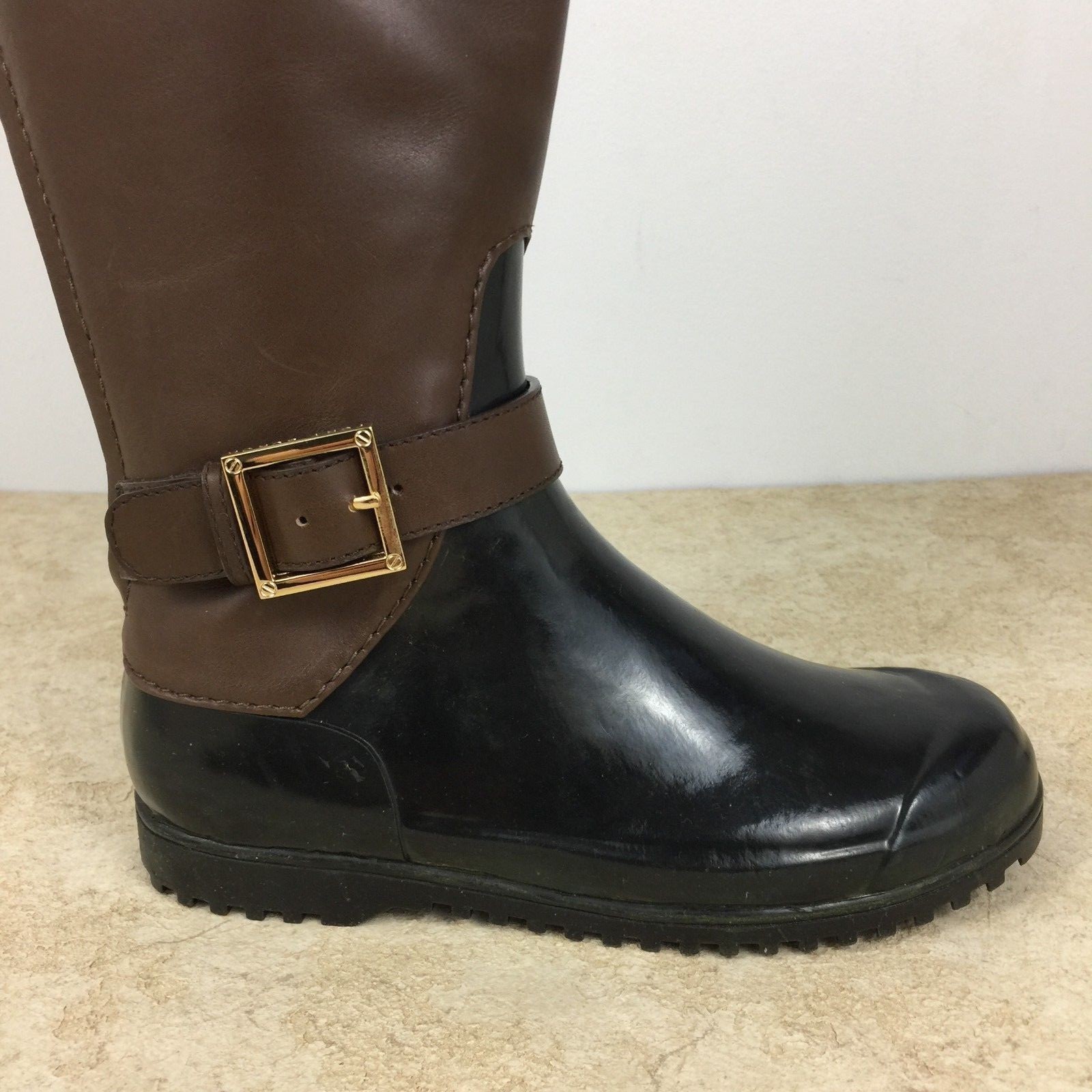 Tory Burch Logo Rain Boots Boots Brown/Black, US 5 M thumbnail 7