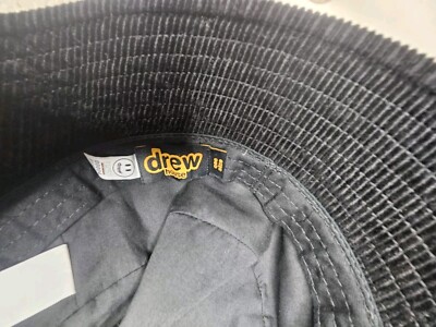 Drew House Black Mascot Smiley Logo Corduroy Bucket Hat Black One