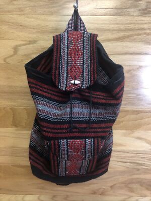 Hippie Boho Backpack Sack Red And Black  Bag