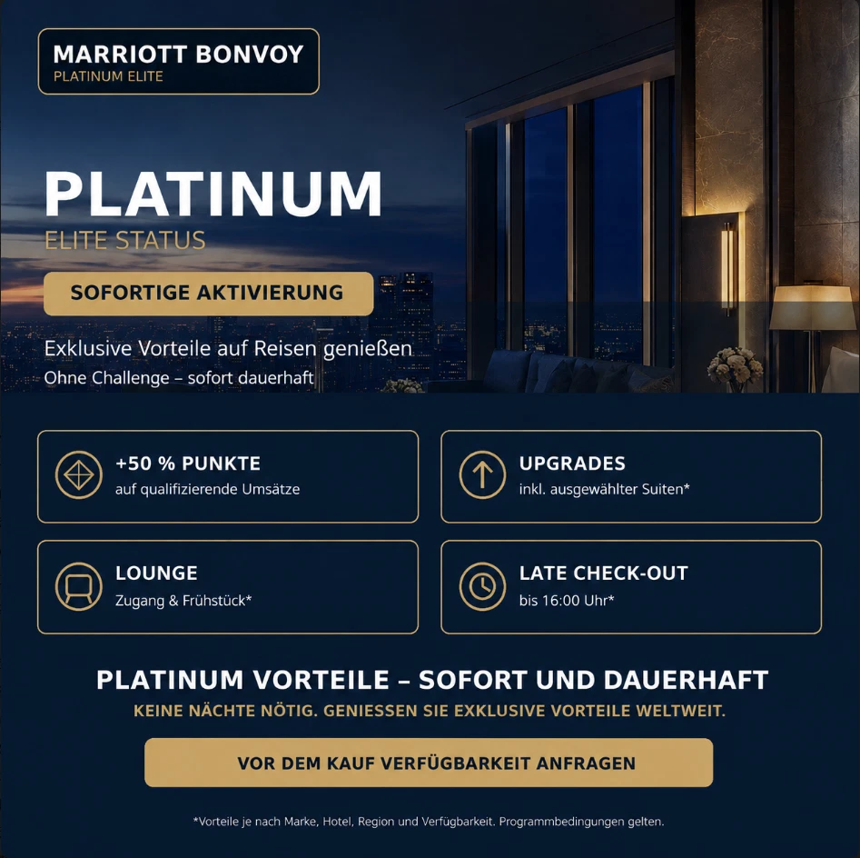 Marriott Bonvoy Platinum Elite Status (ohne challange )  bis 02/28 - Bild 1 von 1