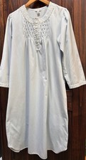 Miss Elaine Sz Med Nightgown Embroidery Pleated Pintuck Light Blue Granny