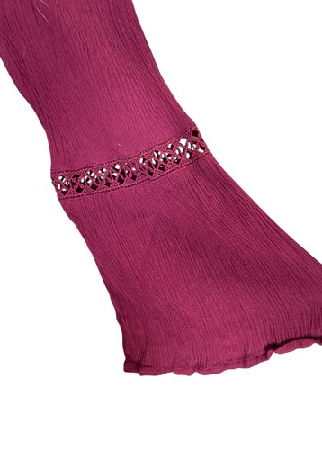 Knox Rose Damen Häkelspitze Stufen Babydoll Kleid Größe XXL Weinrot Boho Landhaus - Bild 4 von 16