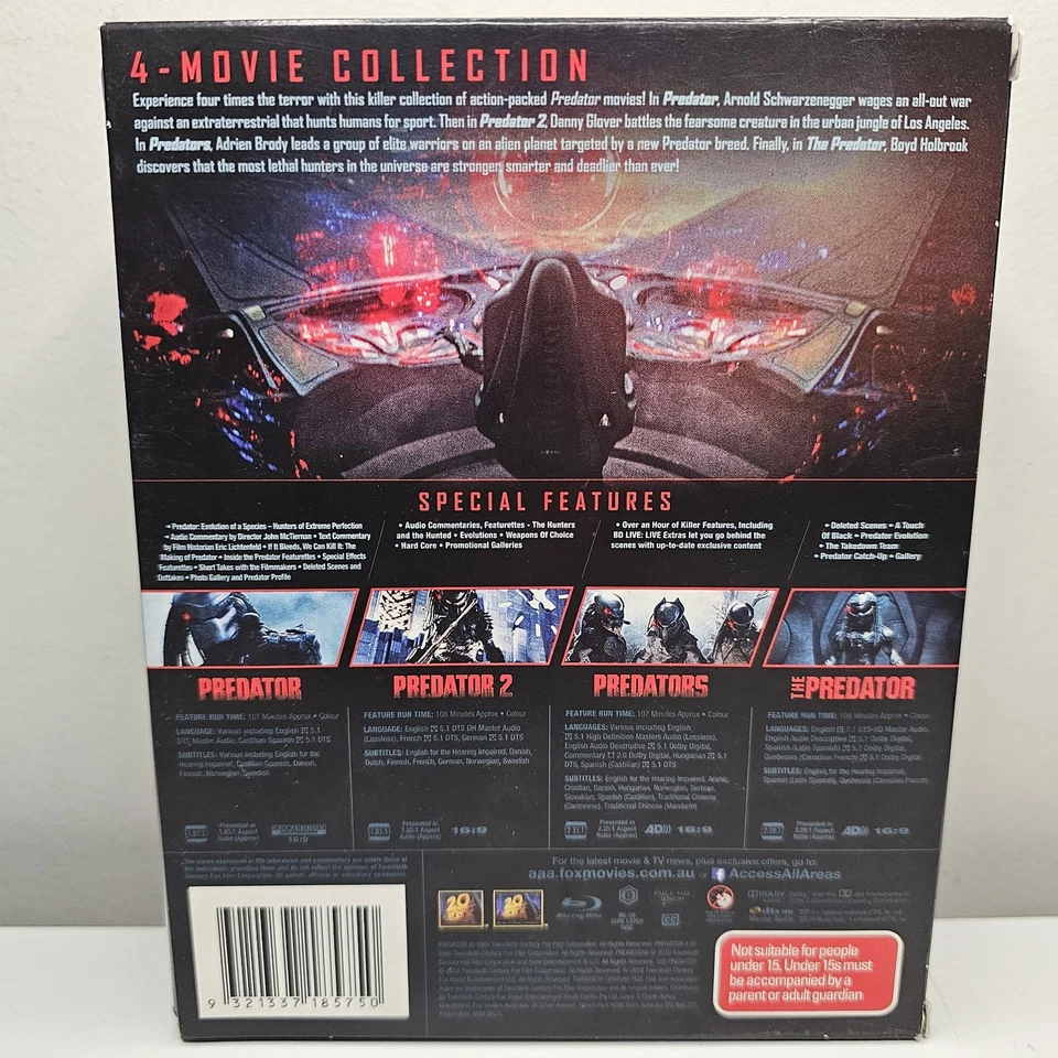 Predator: 4 Movie Collection: Predator 1/2 / Predators / The Predator Bluray Set - Image 2 of 4