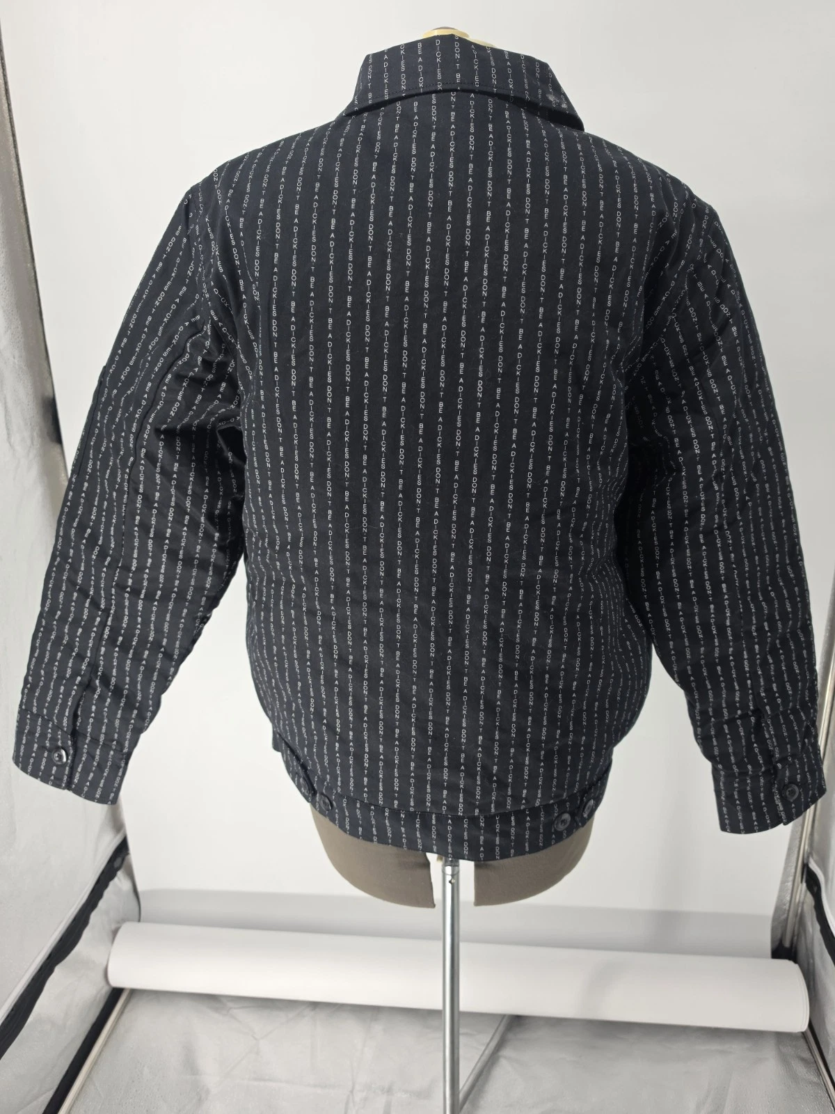 END X Dickies Men's Insulated Lined Black Pinstriped Eisenhower Jacket M Collab image 4