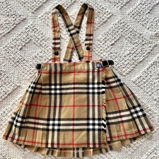 Vintage O'Neil of Dublin Girls Age 3-4 Tan Red Plaid Wool Kilt Skirt Suspenders