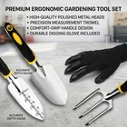 Garden Tool Set 4 Pack Stainless Steel Hand Rake Trowel Gardening Gloves Kit