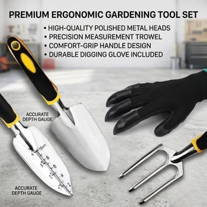Ensemble d'outils de jardin 4 Kit de gants de jardinage de la truelle en acier inoxydable