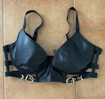 Schwarzer Dessous-BH 90D mit Bügel, Polyester Schuppen, Schnallen, verstellbar
